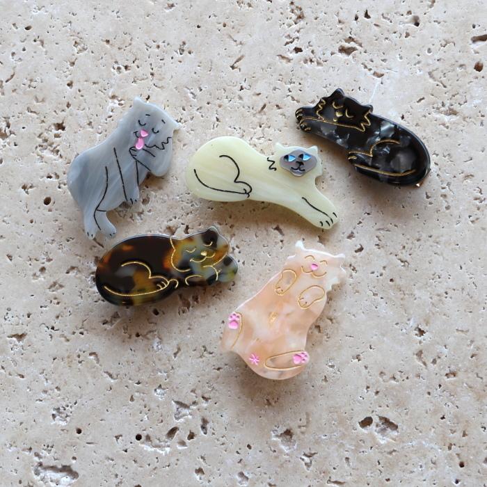 ククシュゼット 正規商品 ヘアアクセ クリップ ピン 猫 サビ猫 Coucou