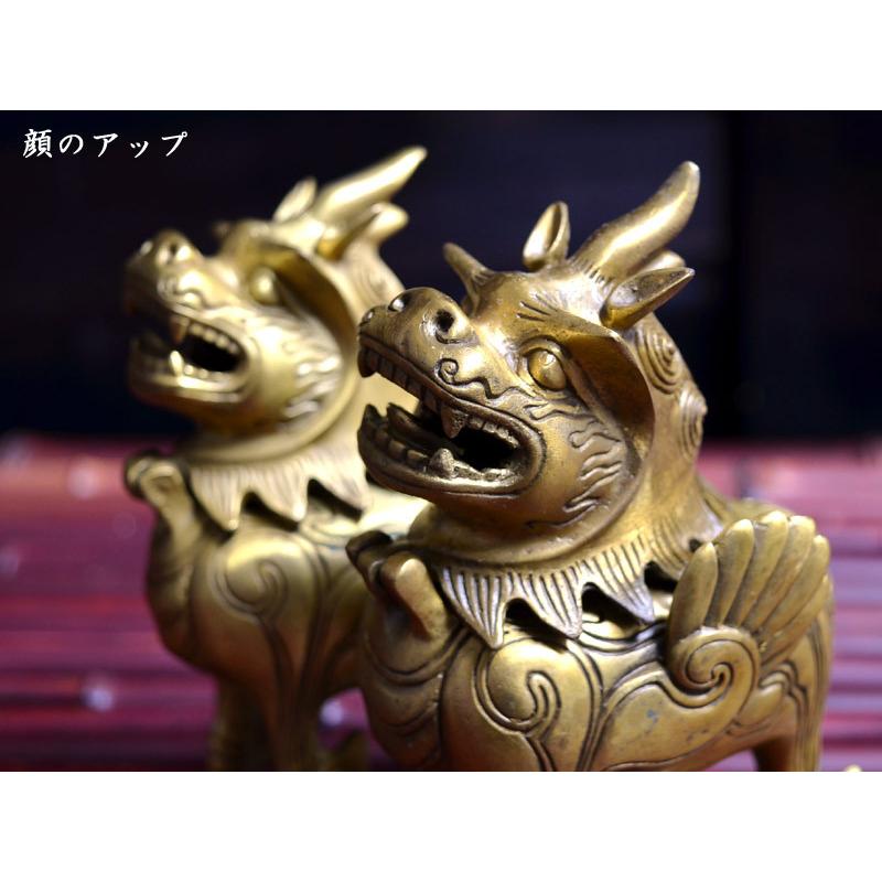 中国台灣宝石釉 貔貅獅子 招財魔除け 緣起物 箱付 希少品