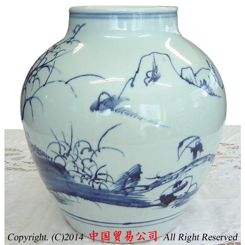 景徳鎮花瓶 作家物 劉影青作 古花山水文瓶 : 中国貿易公司ctc