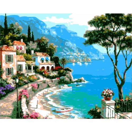 油絵 セット 絵画 壁掛け 敬老の日 インテリア 美術品 湾岸別荘 DIY絵