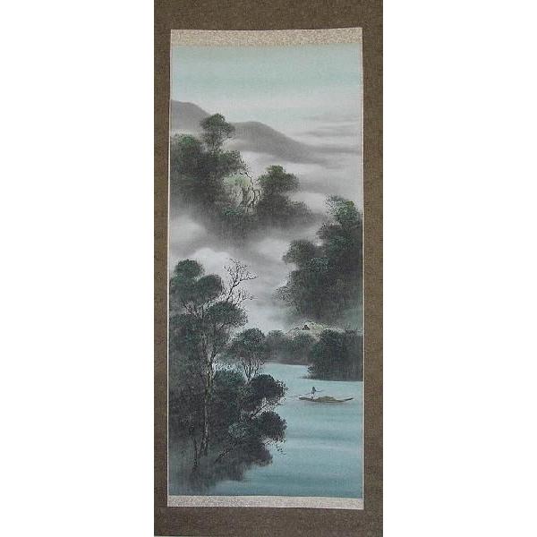 掛け軸 彩色山水 渡辺玉豊 美術名典掲載作家 掛軸 全国送料無料 : 古都