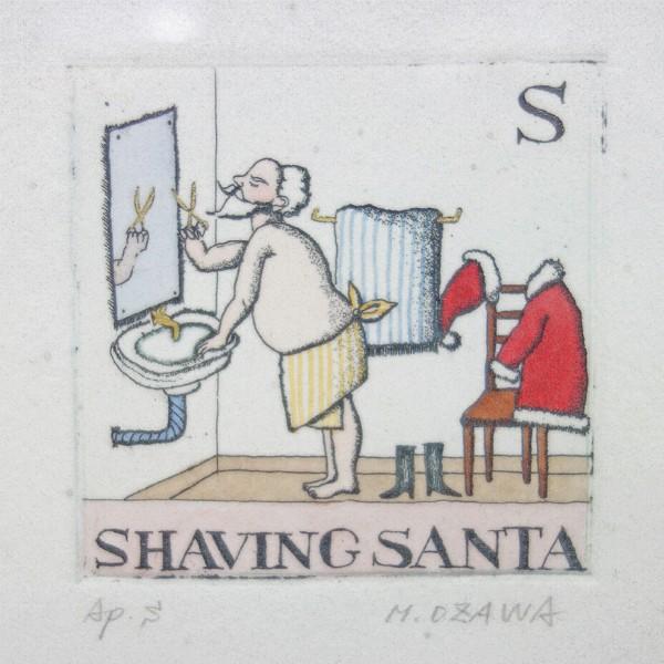 小澤摩純 「SHAVING SANTA」 銅版画 サイン入り : アンティーク慈光
