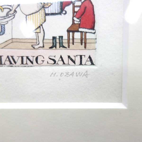 小澤摩純 「SHAVING SANTA」 銅版画 サイン入り : アンティーク慈光