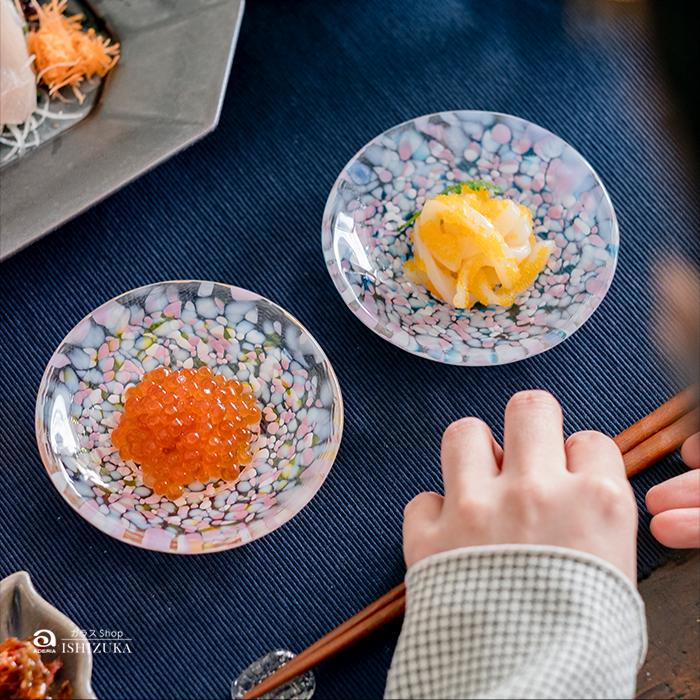 津軽びいどろ 爆買 ガラスプレート 豆皿ギフト ペアセット