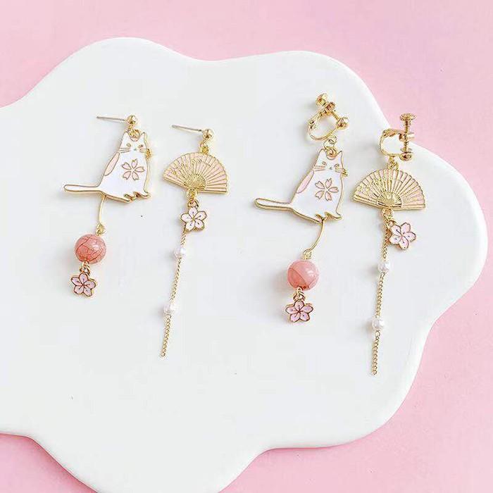 数量限定 ピアス イヤリング ピンク 花 猫 フラワー ねこ 桜 さくら
