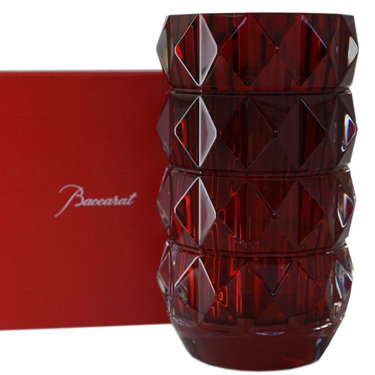 バカラ（Baccarat） ベース 花瓶 ルクソール LOUXOR レッド M 23cm