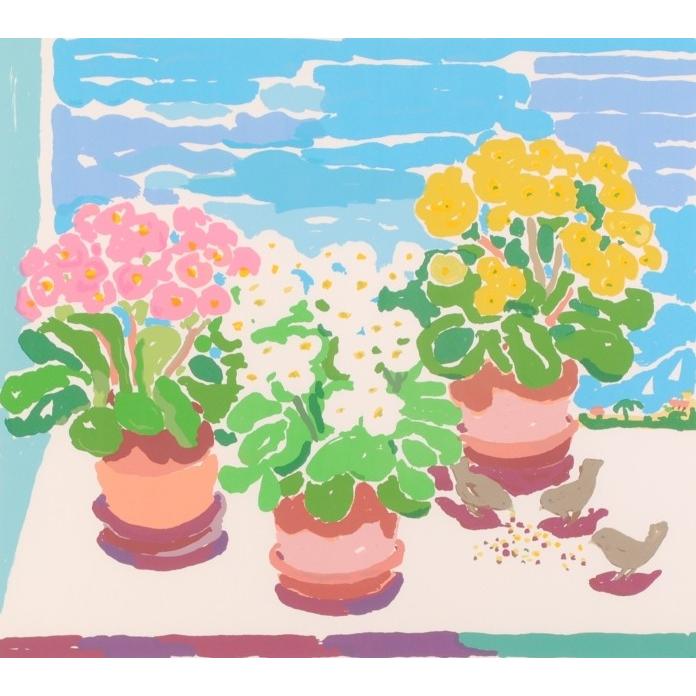 花 絵画 ポップアート シルクスクリーン 版画 ジョン・ボッツ 「花と
