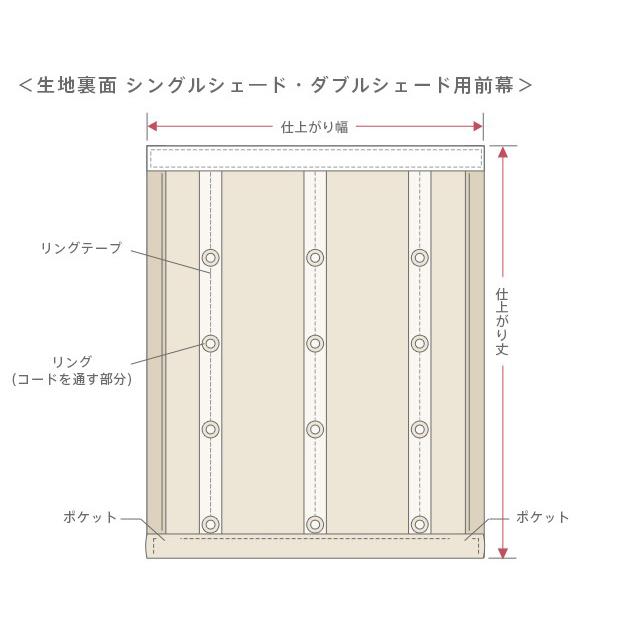 ローマンシェード／幕体のみ／無地 麻（リネン）100％天然素材