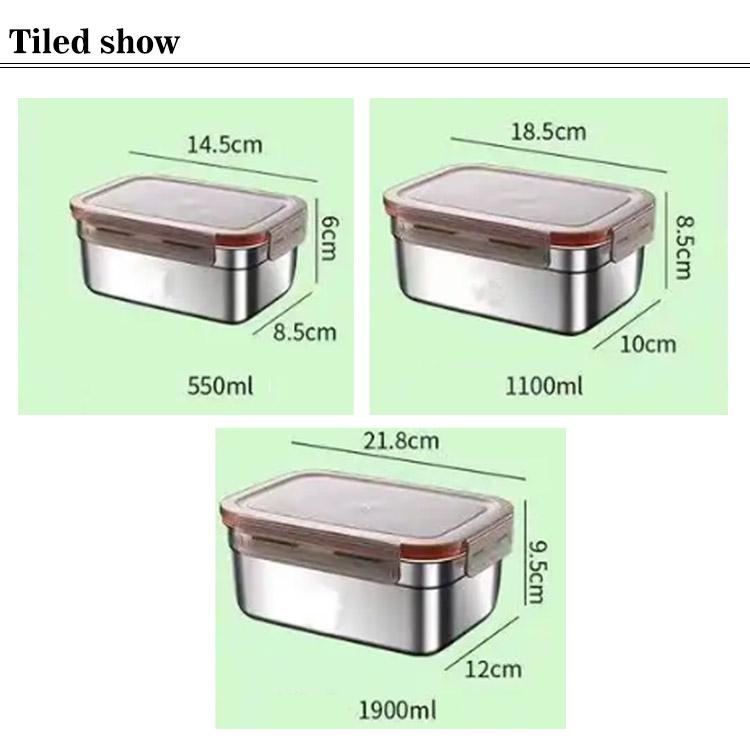 ステンレス 保存容器 四角 角型 深型 1900ML 1100ML 550ML S M L 3個