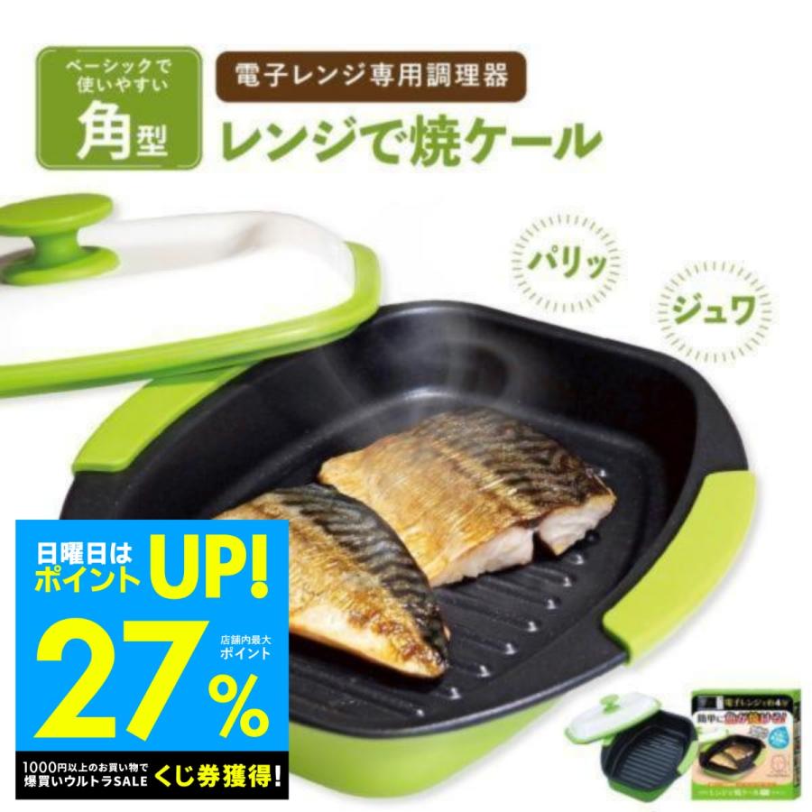 電子レンジ専用調理器 角型 1台6役 レンジで焼き魚 電子レンジ魚焼き器