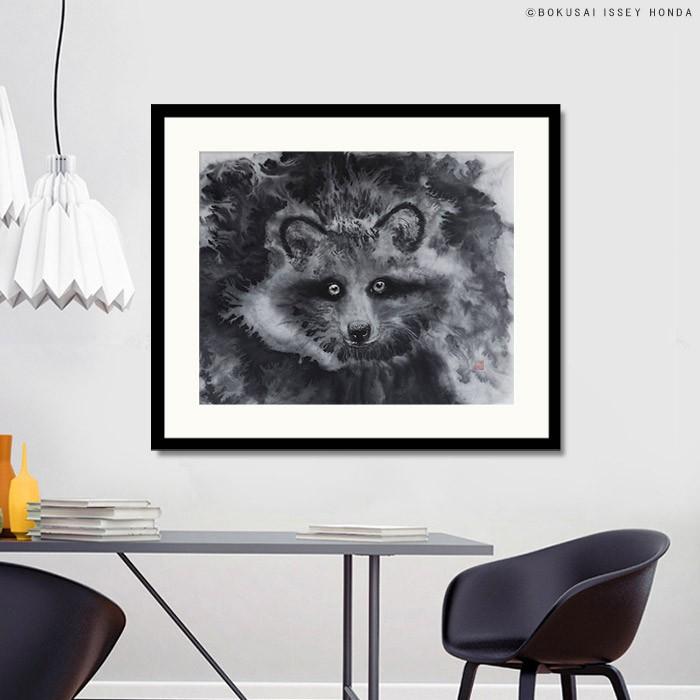 絵画 狸「心眼」タヌキ 壁掛け 85cm×72cm モダン 額絵 インテリア 壁絵