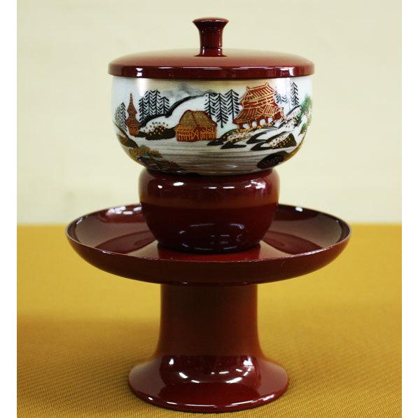 九谷焼 仏具 高茶台 湯呑 セット 朱 茶湯器 仏具セット : 仏壇職人 関