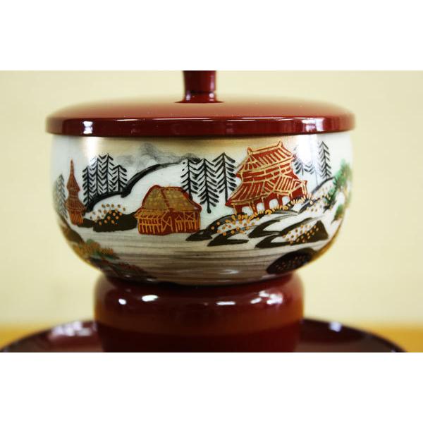 九谷焼 仏具 高茶台 湯呑 セット 朱 茶湯器 仏具セット : 仏壇職人 関