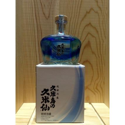 琉球泡盛 久米島の久米仙 びーどろガラス 青 570ml : お酒の専門店