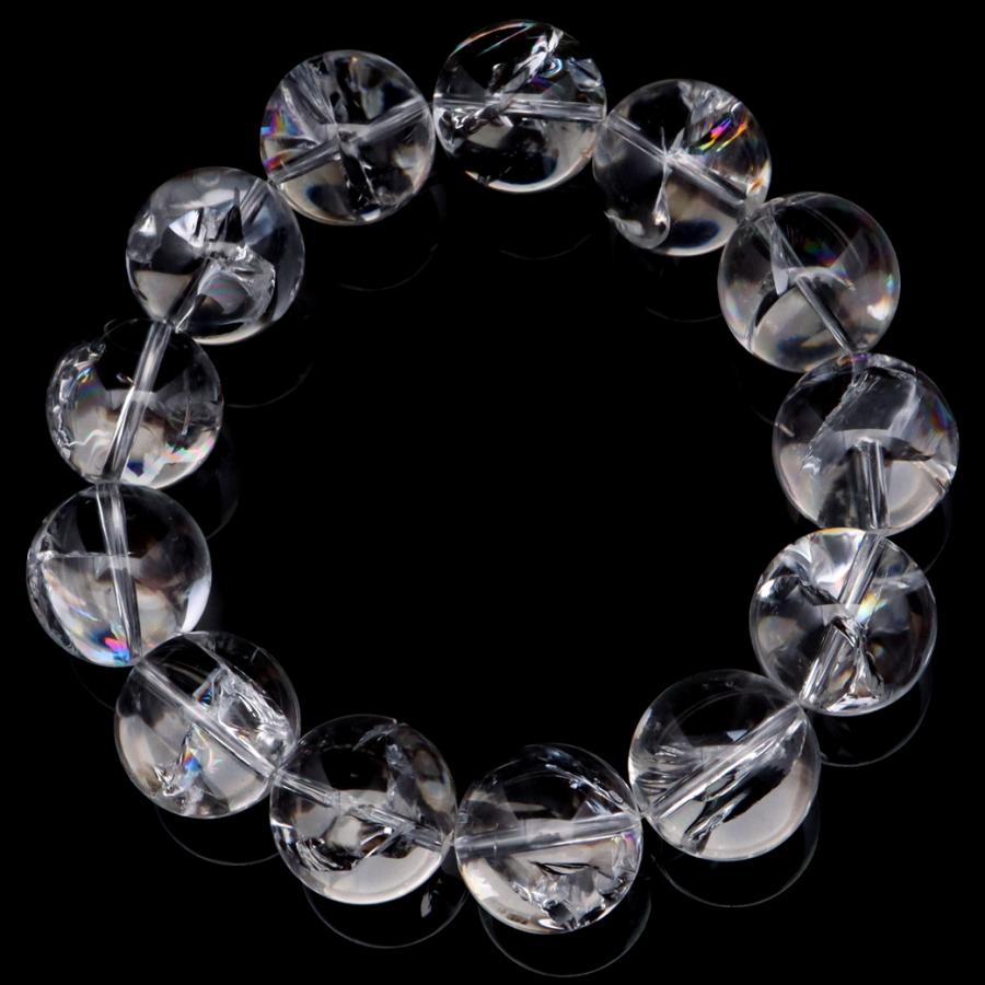 GOLD STONE 水晶 ブレスレット 天然 虹入り アイリスクォーツ 17.5mm