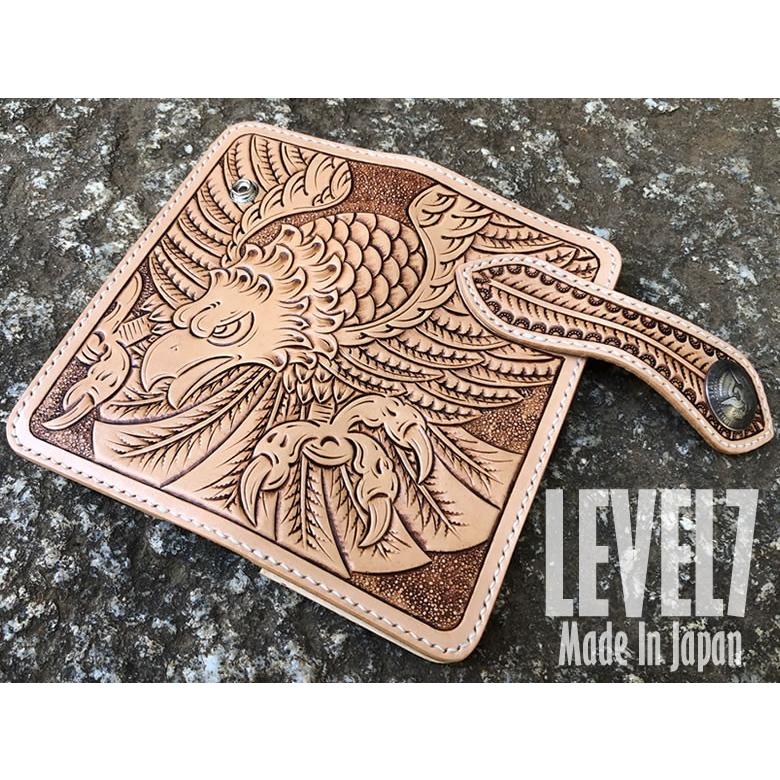 長財布 ロングウォレット イーグル/タカ レザーカービング 手縫い