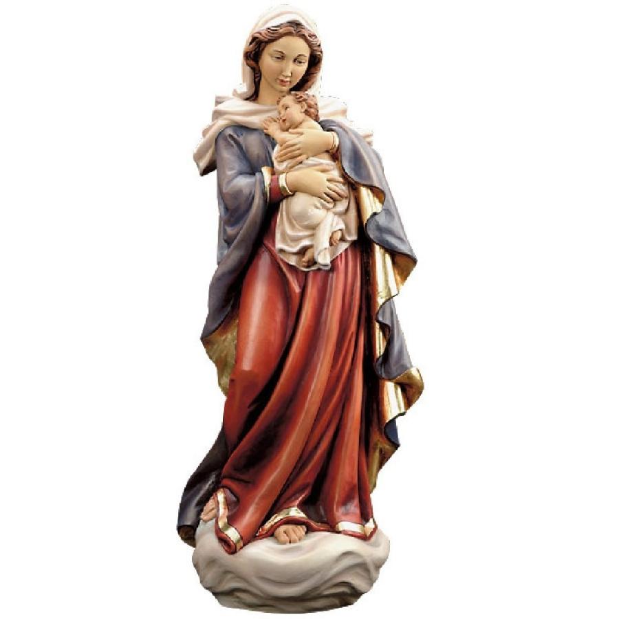 創業100年《レーピ》木彫り 聖母マリア像 36cm「ルネサンス」聖母子像