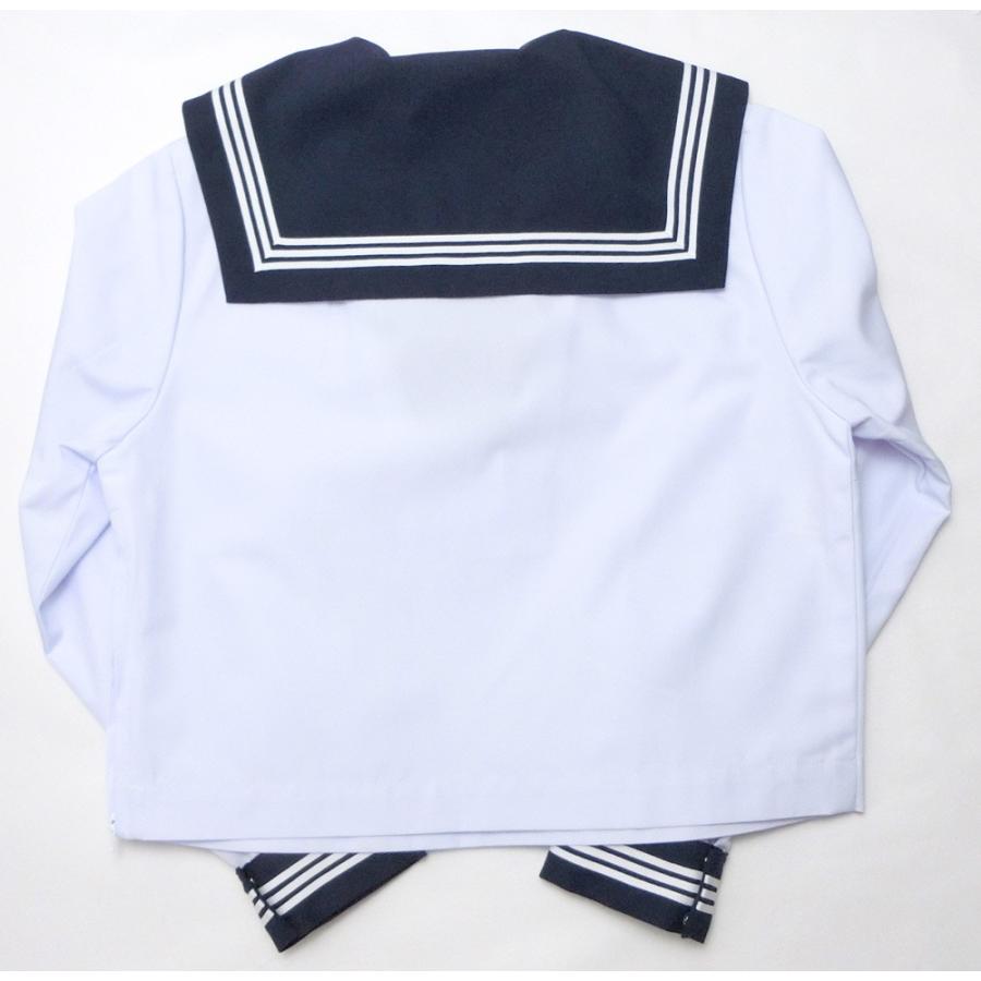 富士ヨット夏用白セーラー服 長袖 紺衿 三本線 18B/19B/20B 大きい特注