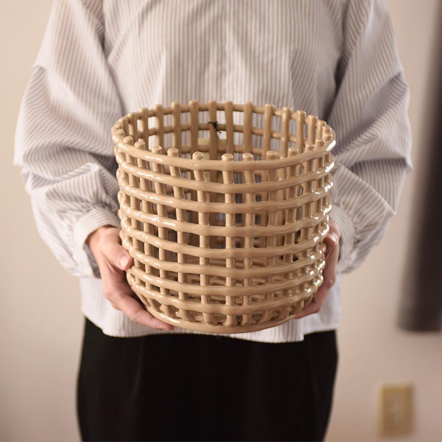 ferm LIVING ファームリビング セラミック バスケット ラージ 直径23.5
