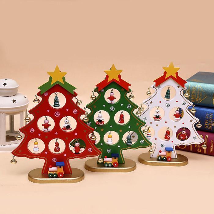 ミニ クリスマス ツリー 卓上 木製 サンタ 雪だるま 玩具 飾り