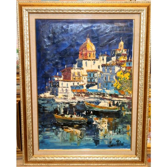 油絵 絵画 マルコ 作 美しい海 イタリア風景画 インテリア 定価280000