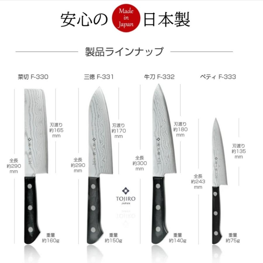 藤次郎 包丁 包丁セット 三徳 ペティ ダマスカス ステンレス 日本製 V