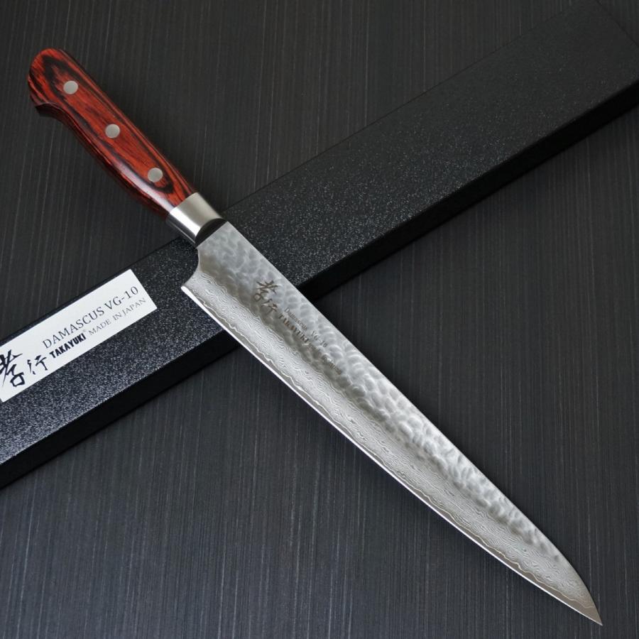 堺孝行 包丁 筋引 240mm 筋引き 33層ダマスカス V金10号 ステンレス 槌