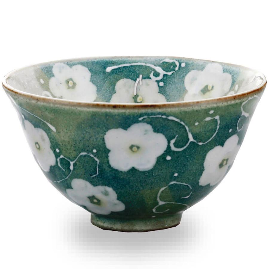 ご飯茶碗 お茶碗 花柄 食器 和食器 / 風水花飯碗（緑） /業務用 飲食店