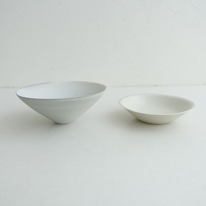 吉田直嗣 Naotsugu Yoshida *灰釉鉢/リム小鉢 2点セットホワイト器