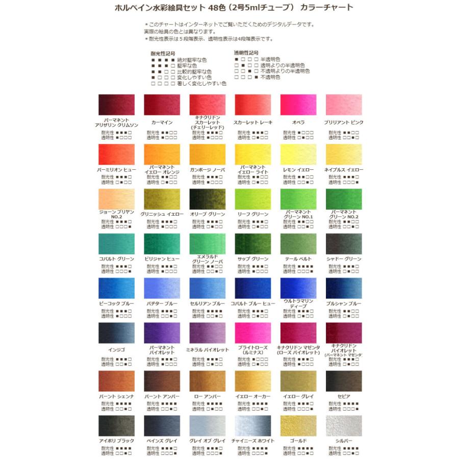 ホルベイン 透明水彩絵具 ホルベイン水彩絵具セット2号チューブ 48色