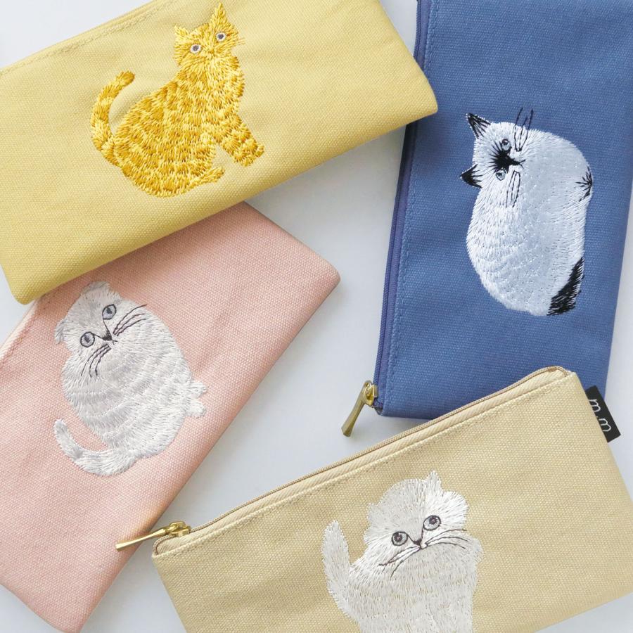 松尾ミユキ 刺繍ペンケース｜おしゃれ かわいい 動物 猫 ネコ フラワー