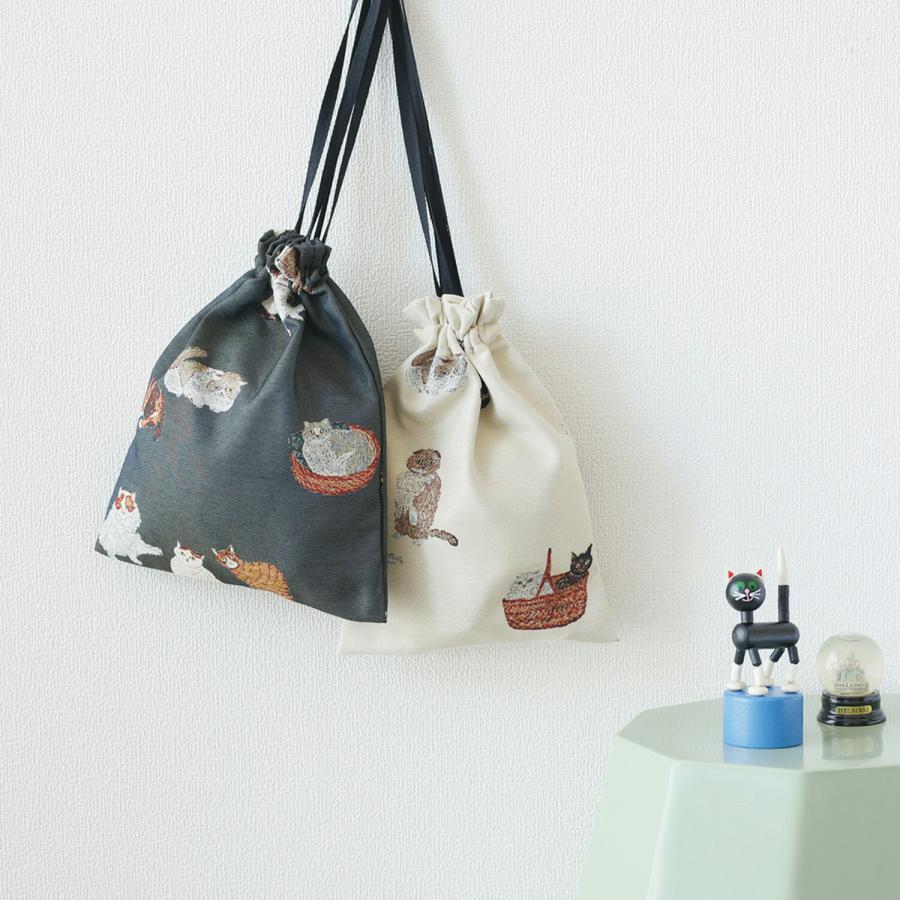 松尾ミユキ 巾着（猫柄）｜Drawstring bag Cats 猫 キャット 雑貨