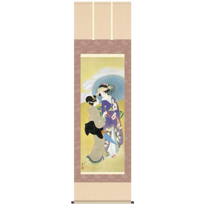 上村松園 四季美人 春 桜可里図 高級掛軸 掛け軸 床の間 和室 - アート