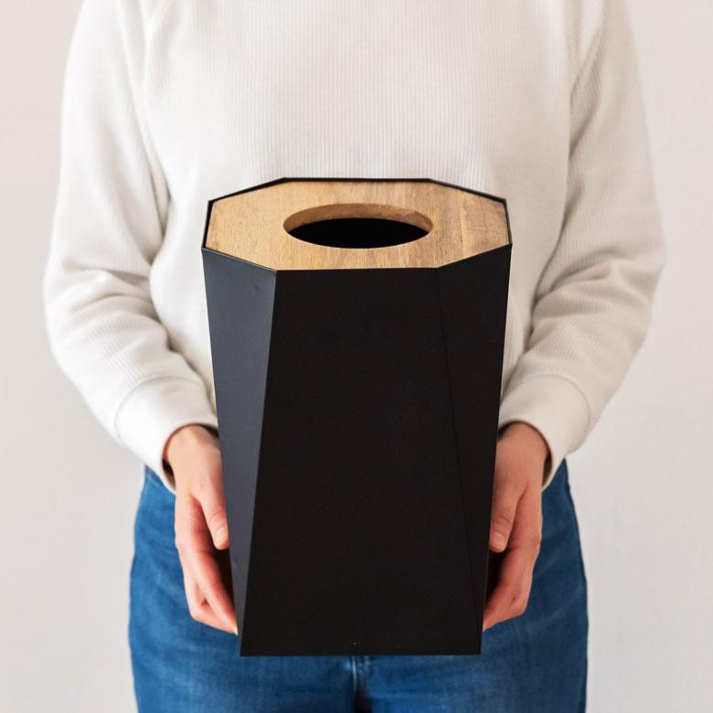 ゴミ箱 ダストボックス アイアン ウッド 蓋つき ブラック ごみ箱 7.5