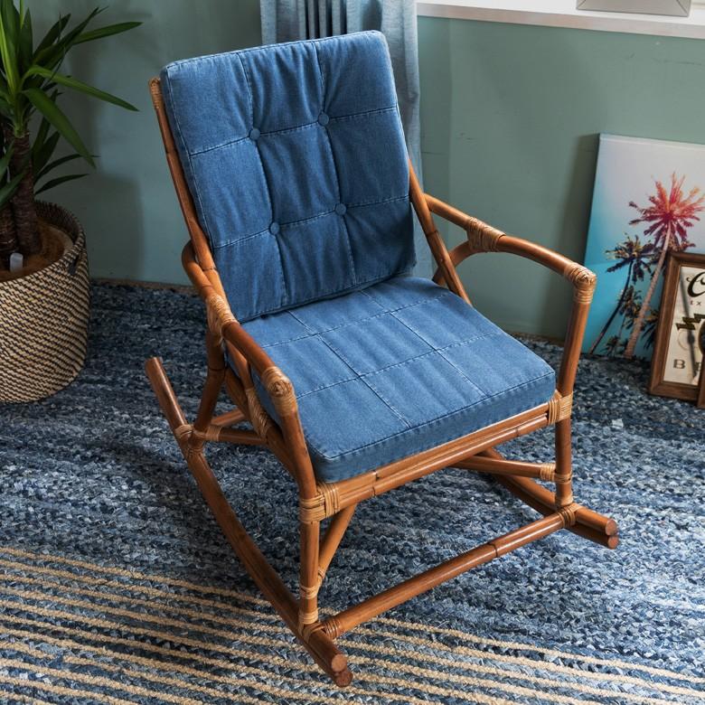 ロッキングチェア チェア 椅子 肘つき 木製 揺れる リラックス デニム