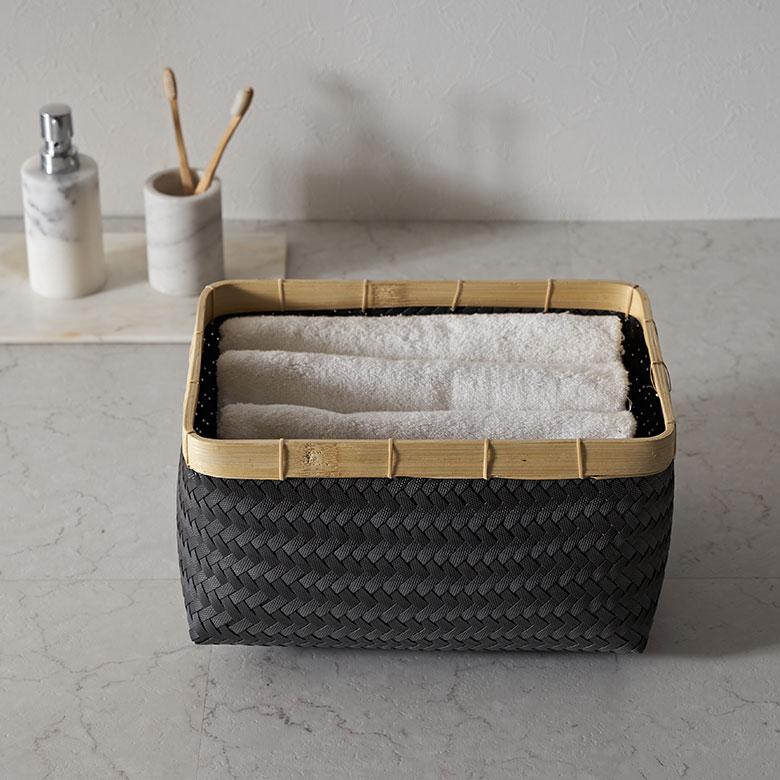 ELEMENTS バスケット Mサイズ かご 16L バンブー 竹 プラスチック