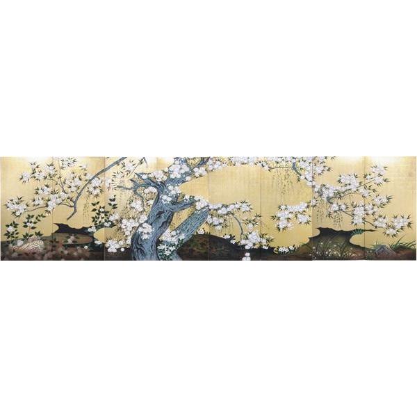 漆絵 長谷川久蔵の名作_桜図 全図（左隻＋右隻） NH81 : 絵画制作専門