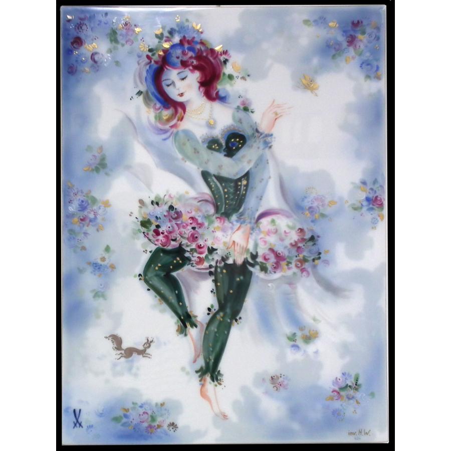 マイセン サマーナイトドリーム ティタニア 陶板画 約26x35cm 新品