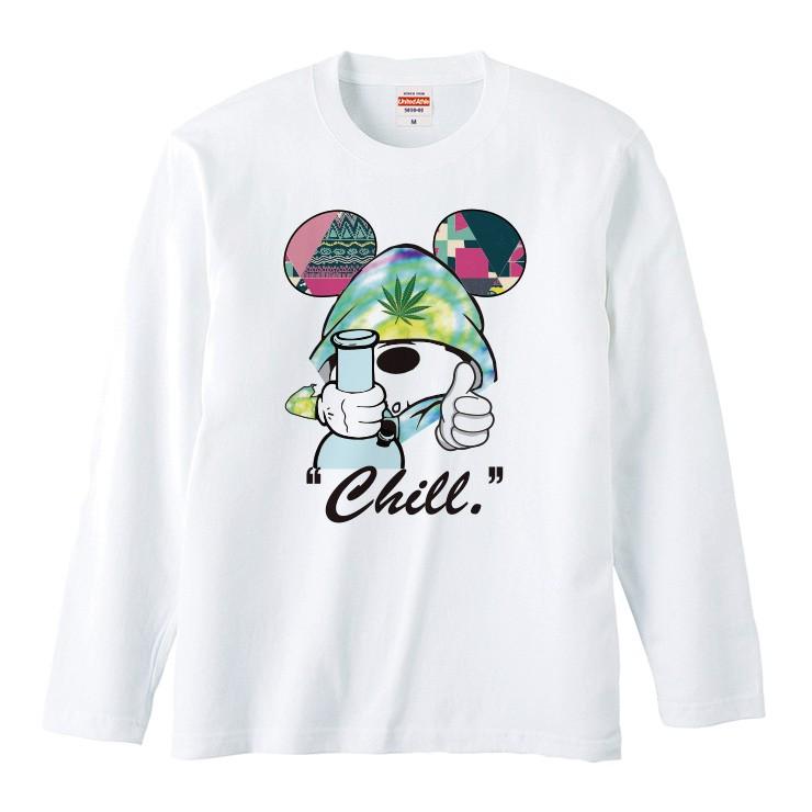 Tシャツ メンズ ロンT 長袖 ブランド Uネック Smoking Mouse