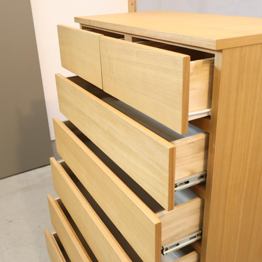 無印良品（MUJI） タモ材 木製 チェスト 6段 ワイド ナチュラル