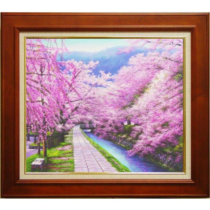 絵画、油絵、桜、桜の絵 、京都 哲学の道、 F20 606x727mm 木村