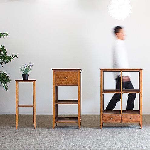花台 スマホ充電台 天然木 マホガニー 無垢材 フラワースタンド 完成品