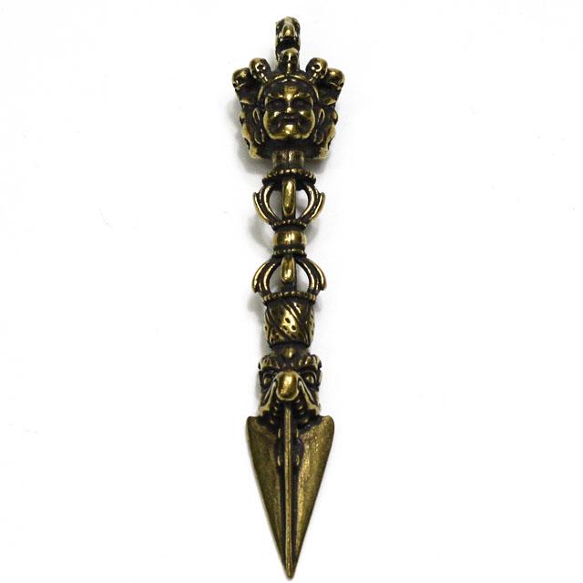 独鈷杵 プルパ 金剛杭 五鈷杵一体型独鈷杵 仏具 法具 長さ約9．5cm