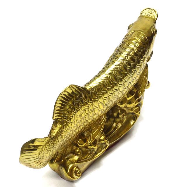 アロワナ 金龍魚 置物 銅製 龍 魚 長さ約25cm LLサイズ 風水