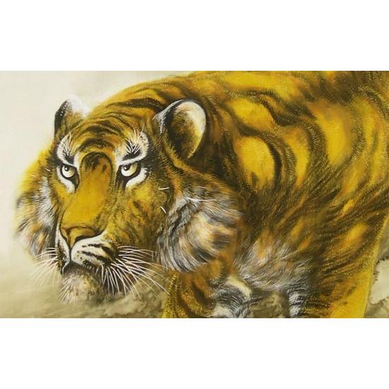 掛け軸 猛虎 (堀江玉鳳) 【掛軸】【一間床】【虎】 : 掛け軸・絵画の
