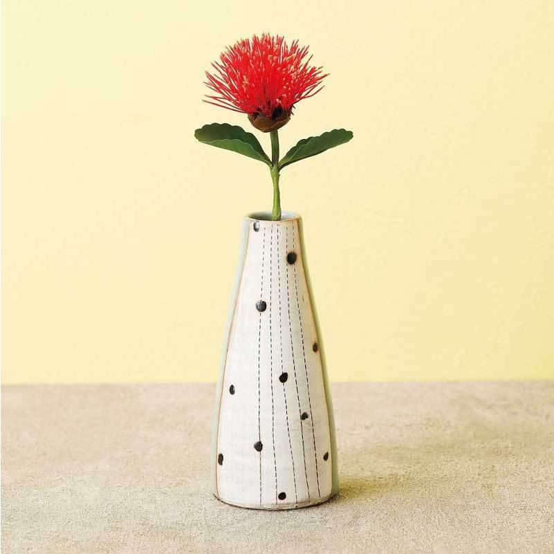 山田白釉一輪差し 常滑焼 日本製 花器 花瓶 茶道 抹茶 : 華成屋かなり