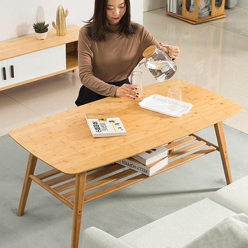 テーブル センターテーブル ローテーブル棚付き 収納付き 竹製