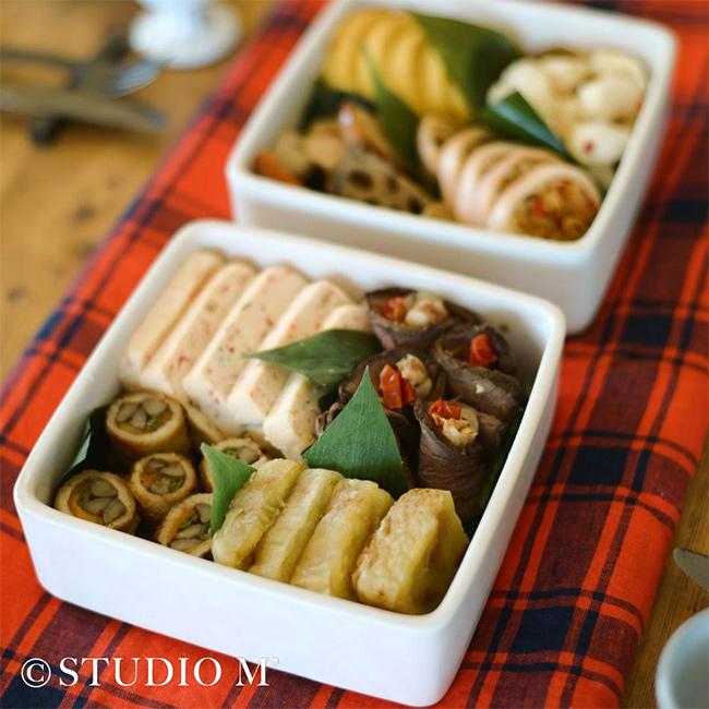 studio m' スタジオエム 白雪 お重 二段重(陶器 重箱 お重箱 二段