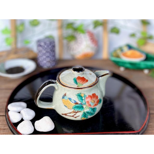 九谷焼 高級 陶磁器 急須 小 椿に鳥【裏絵】(Kutani Hyakkaen teapot