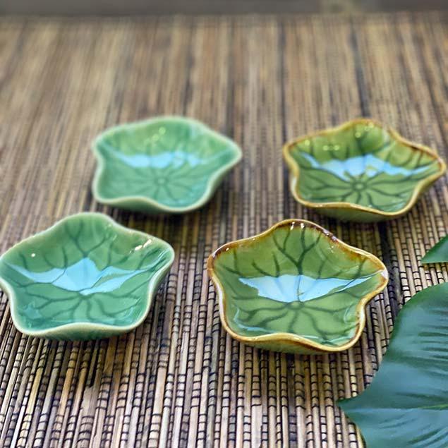ソースディッシュ 小皿 セット ハスの葉 2個1セット 2色 グリーン